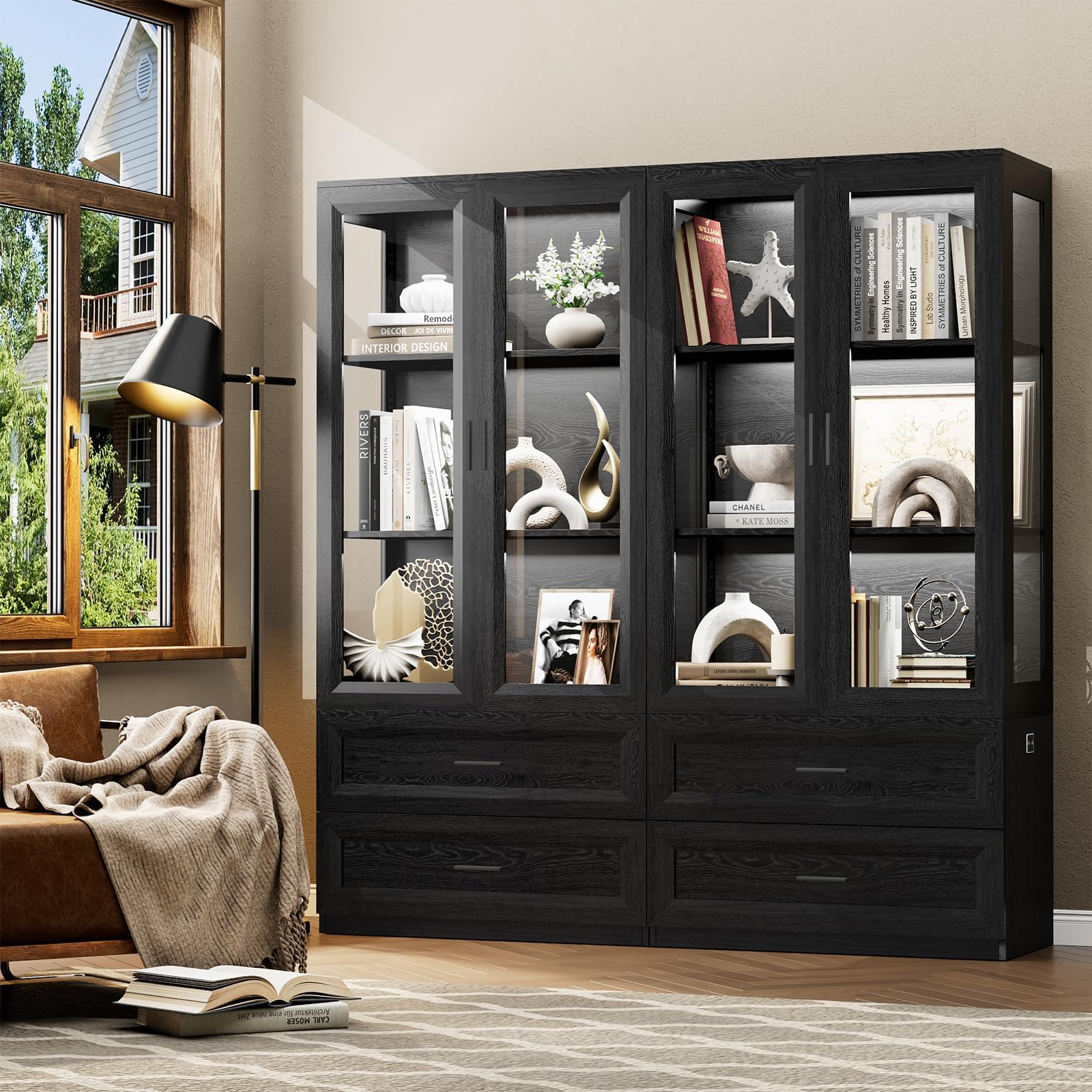 LED Display Cabinet with Drawers