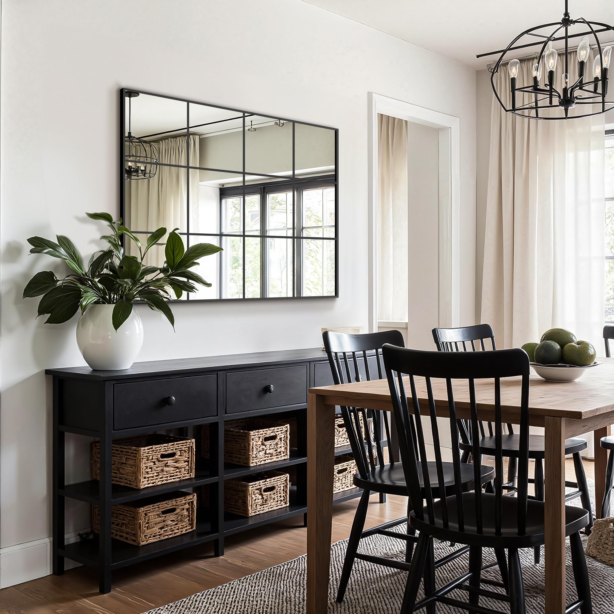 Rectangular Wall Mirror – Window Pane Style