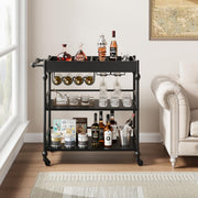 3-Tier Bar Cart with Wheels & Removable Tray