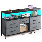 TV Stand Dresser with LED Lights & Power Outlets