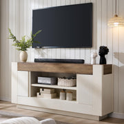 70" TV Stand with Open Storage & Side Cabinets