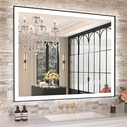 40x32 LED Bathroom Mirror with Front & Backlit, Anti-Fog & Dimmer