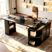 Black L-Shaped Executive Desk
