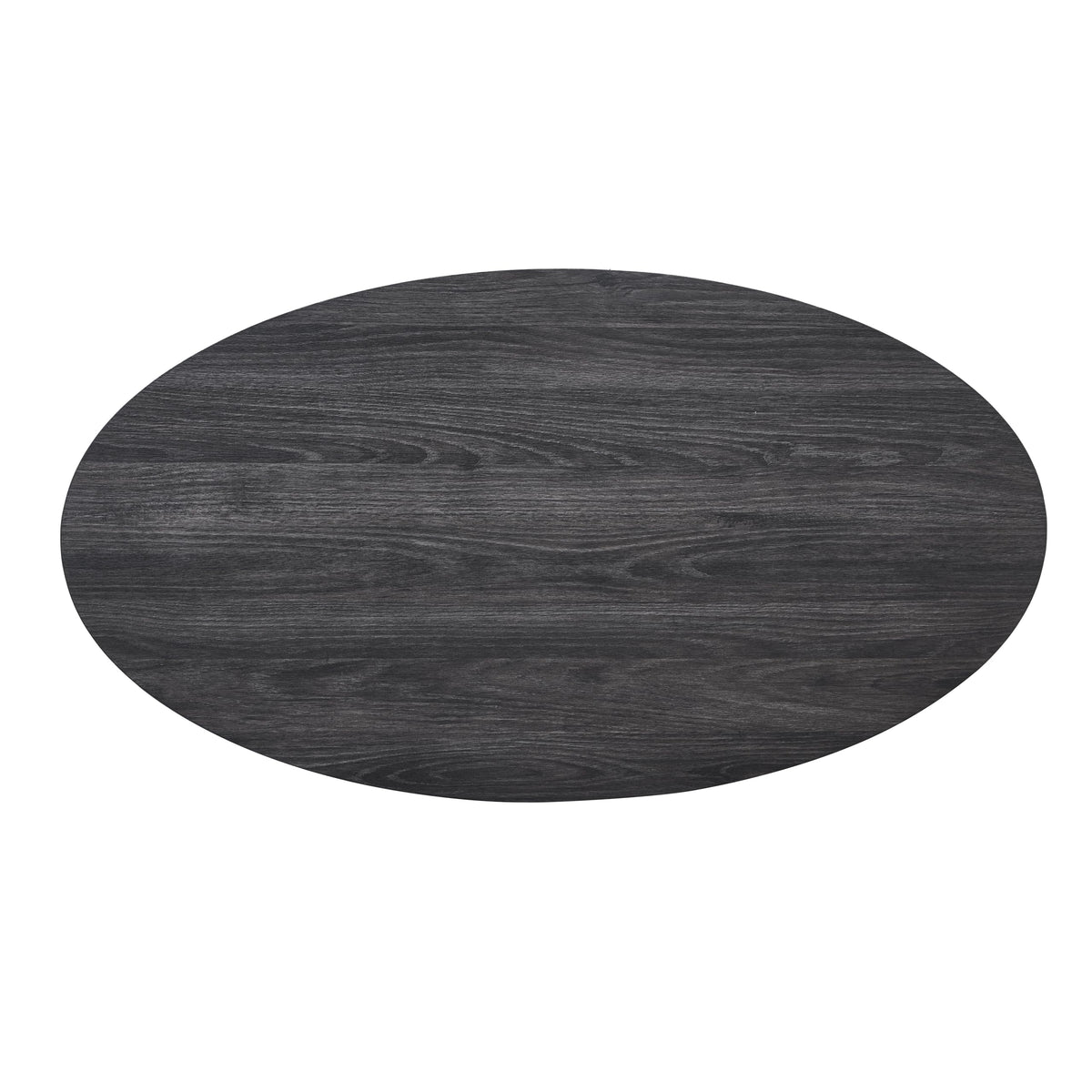 Roundhill Furniture Anze Contemporary Oval Wood Shelf 3-Piece Coffee Table Set in Charcoal Finish