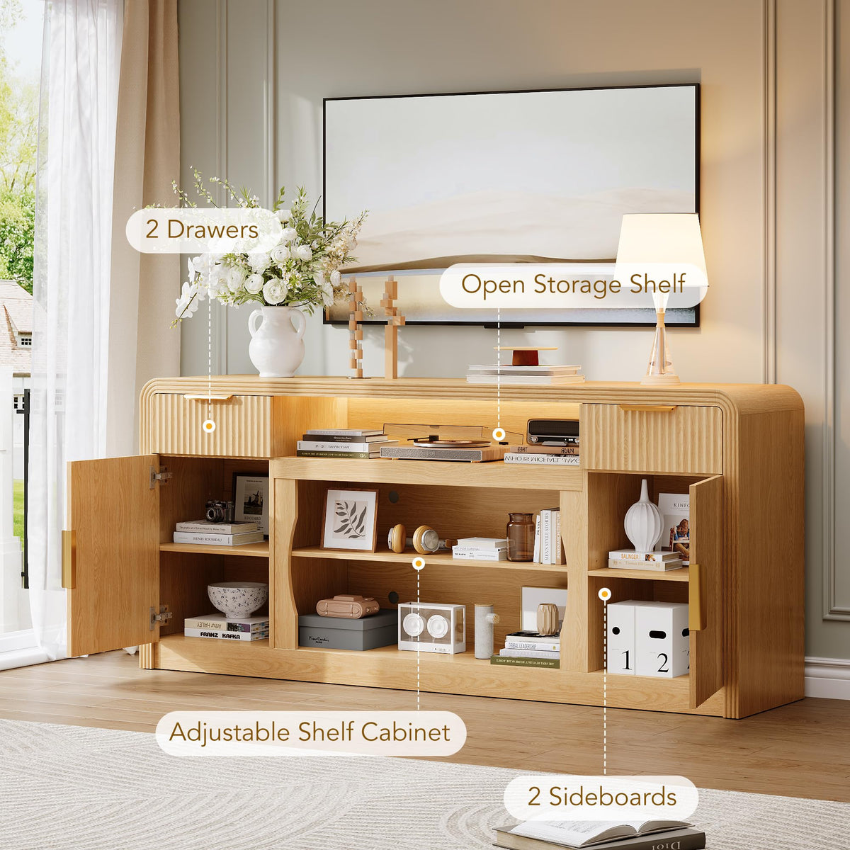 Fluted LED TV Stand