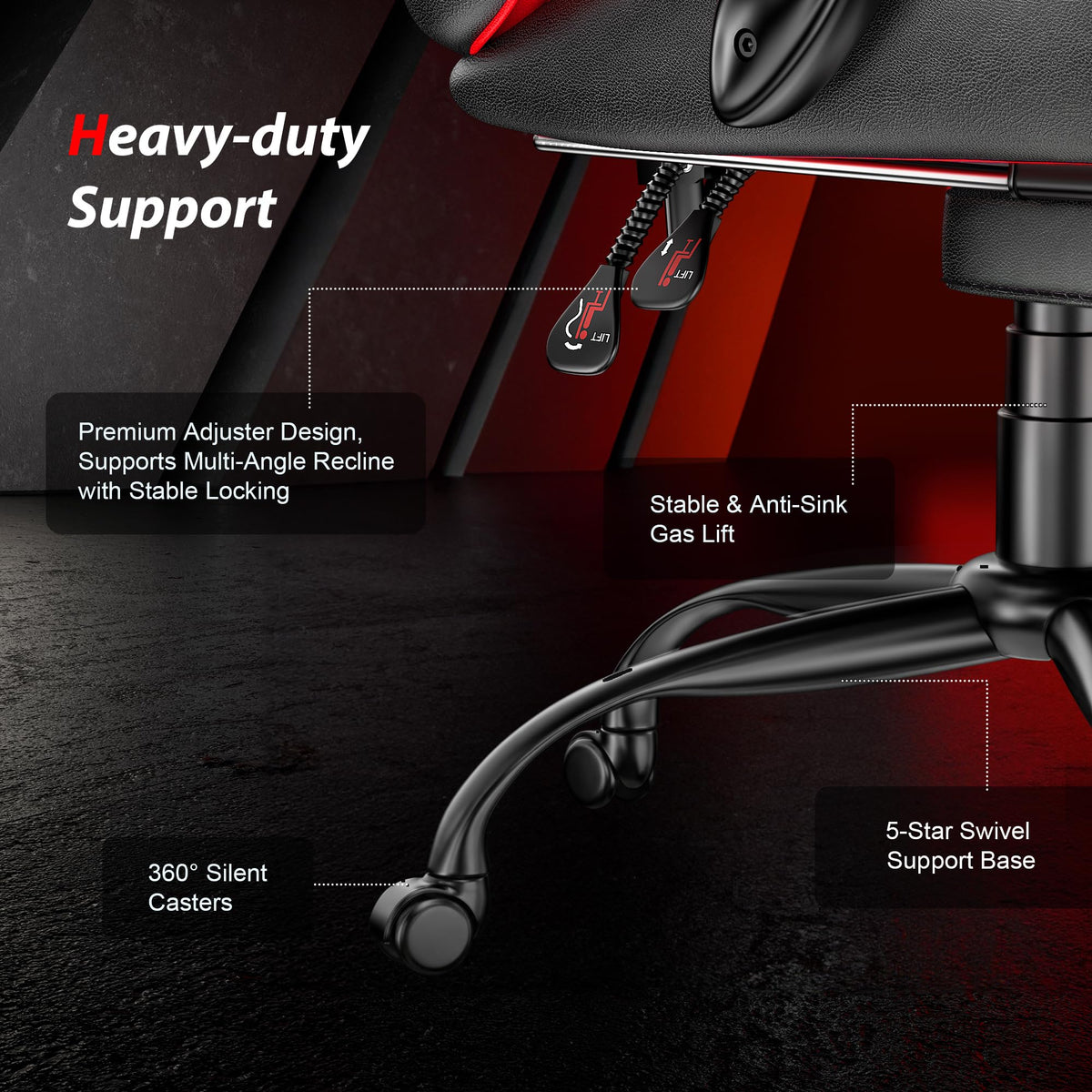 Red Gaming Chair with Footrest
