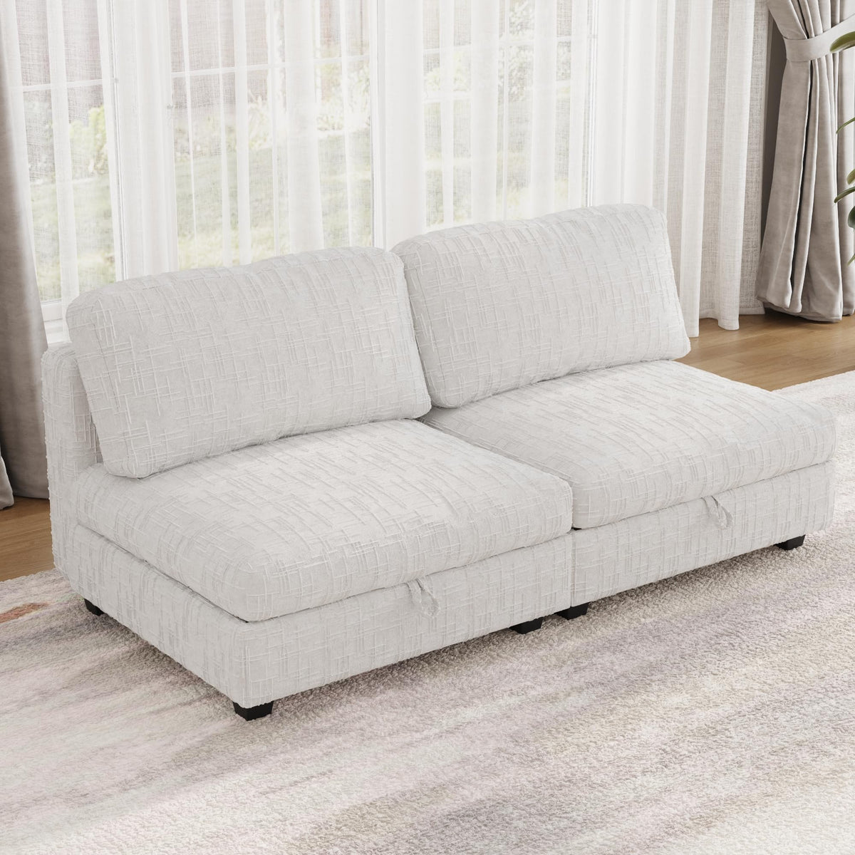 ERYE Comfy Chenille Upholstered Reversible Storage Chaise Lounge Indoor for Living Room Bedroom,Modern Single Chaise Lounge Leisure Recliner Sofa Daybed with Seat Storage