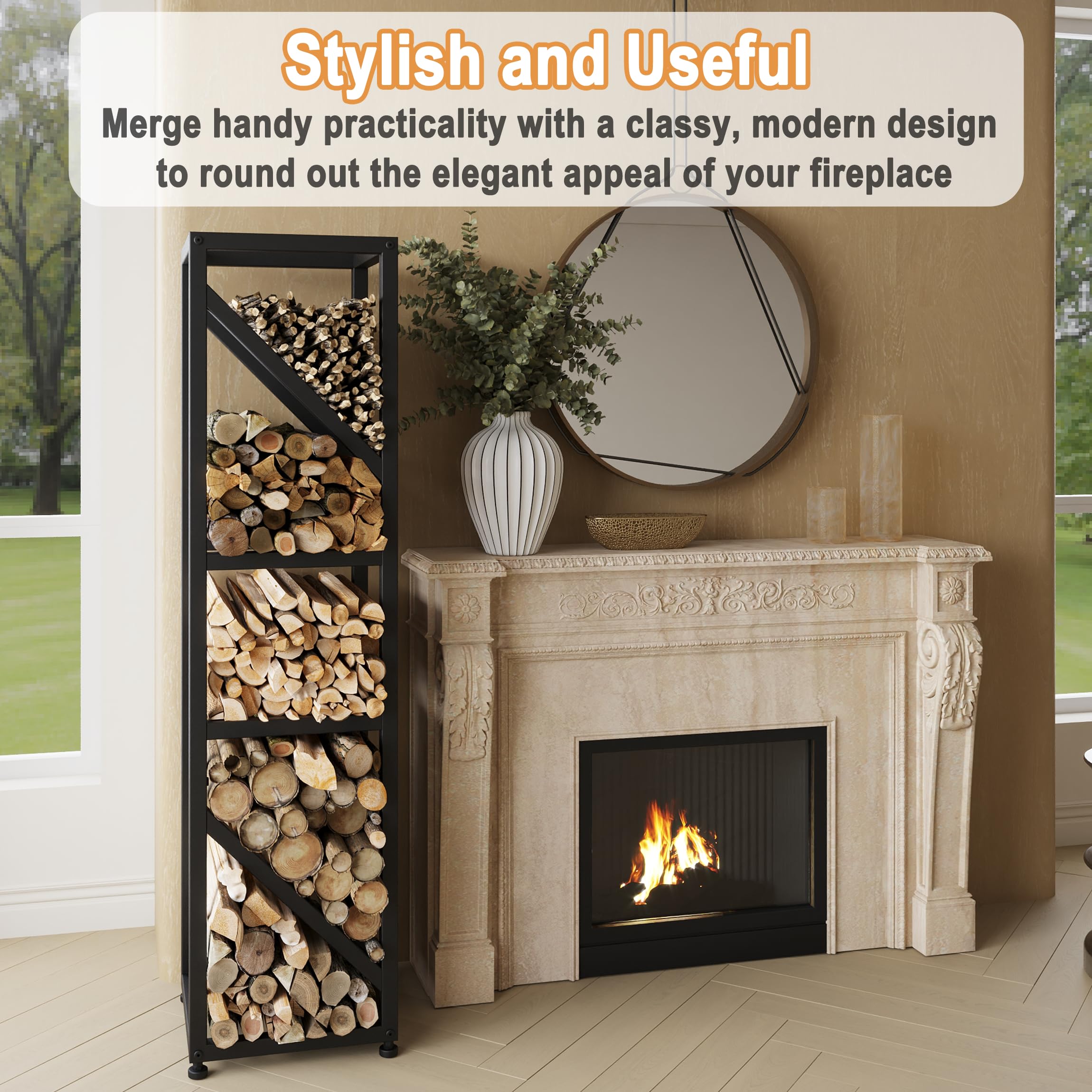 5-Tier Firewood Rack with Adjustable Pads