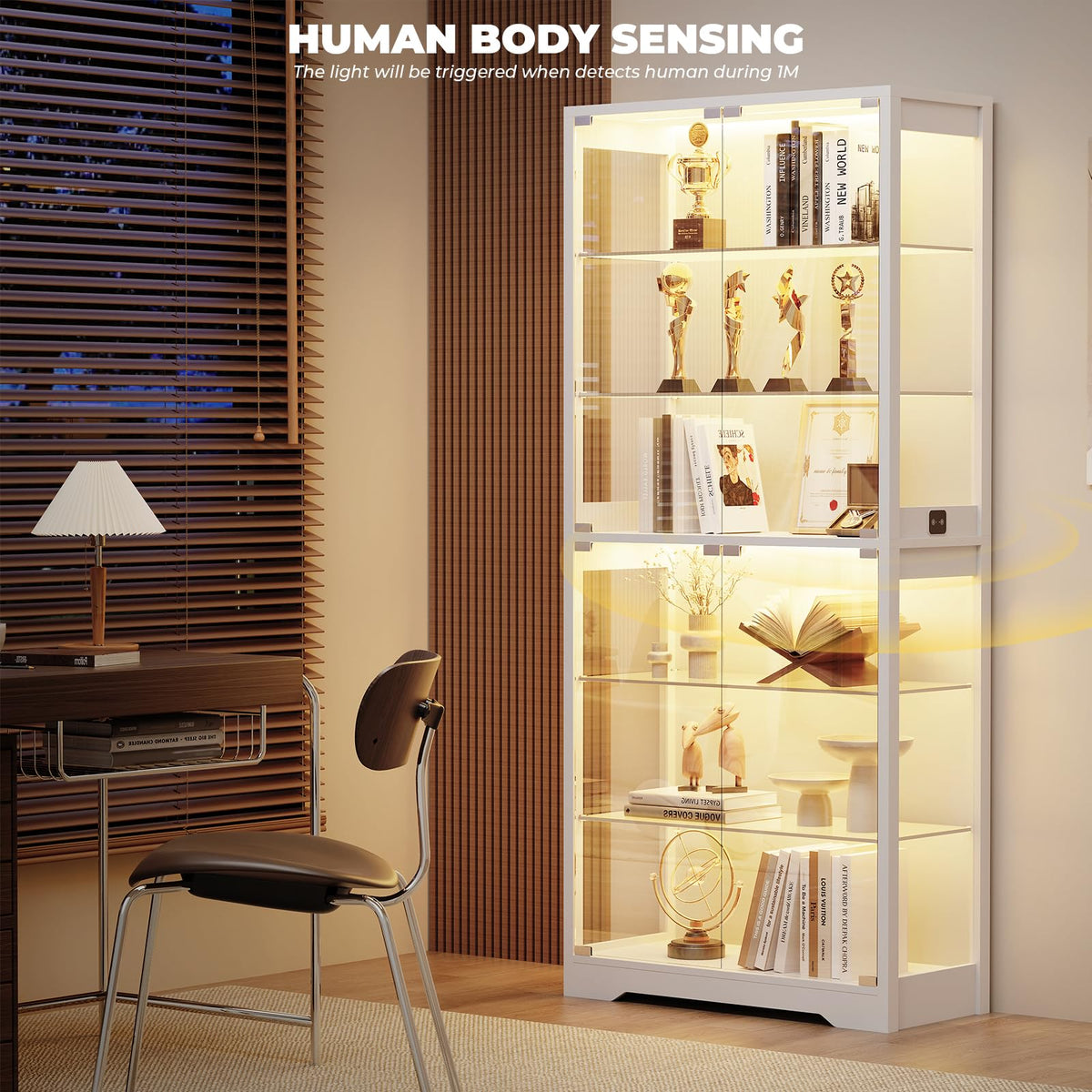 White LED Glass Display Cabinet