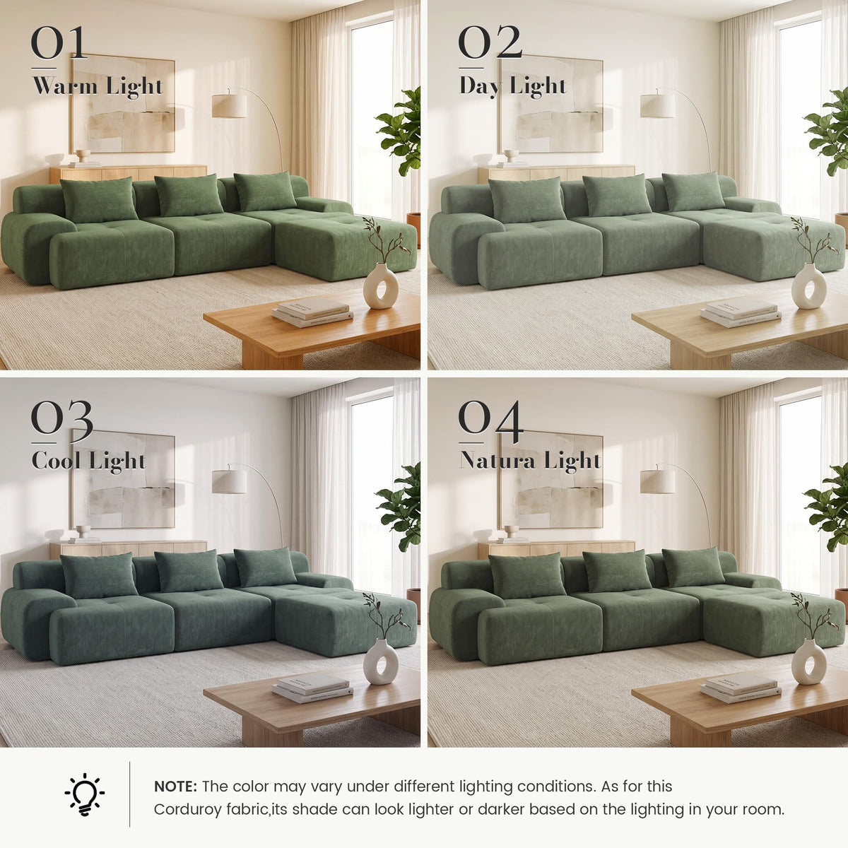 GRUSIGN 108'' Modular Boneless Sofa,Sectional Couch for Living Room