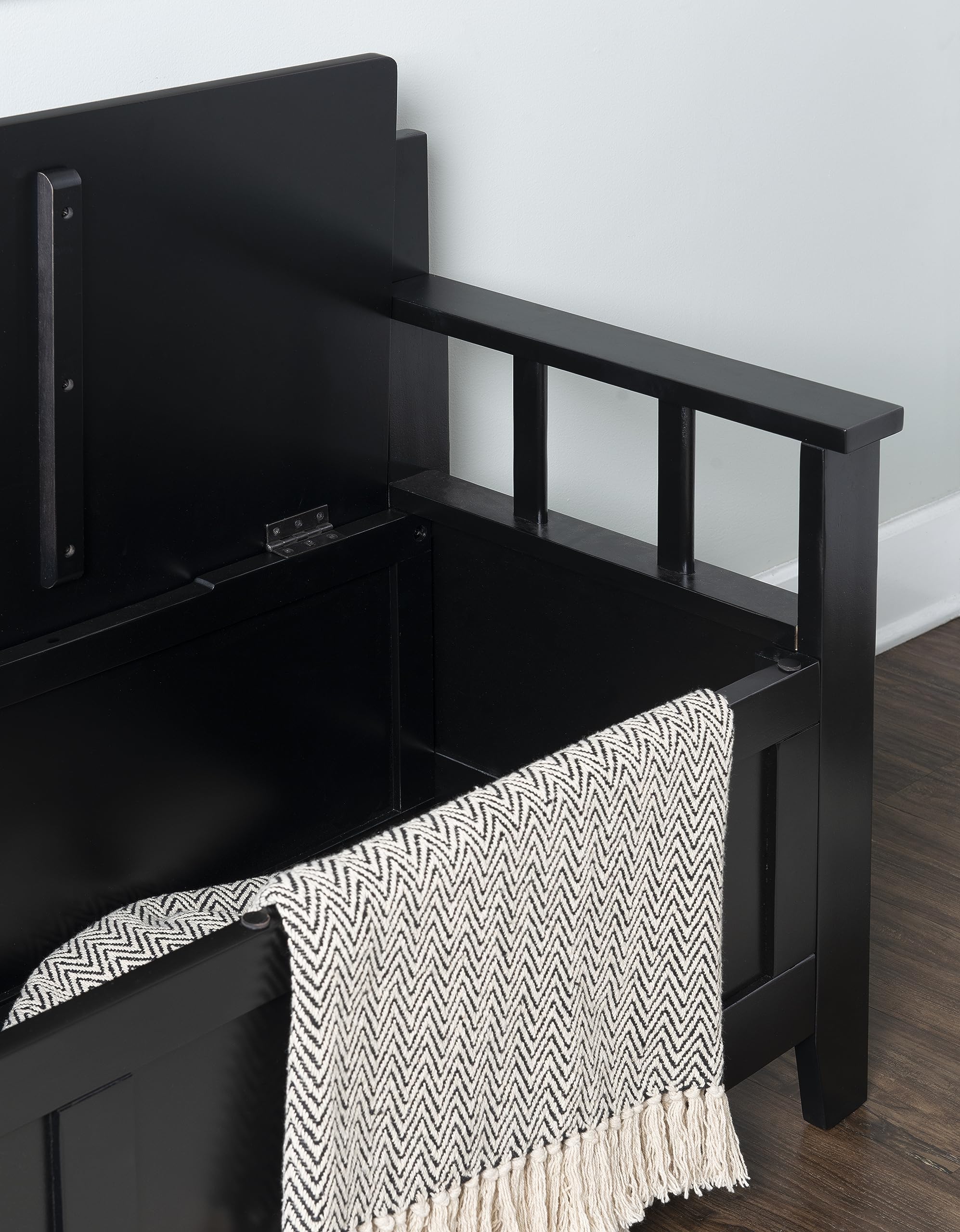 Linon Carlton Padded Bench, 44.5"W x 17"D x 30"H, Black
