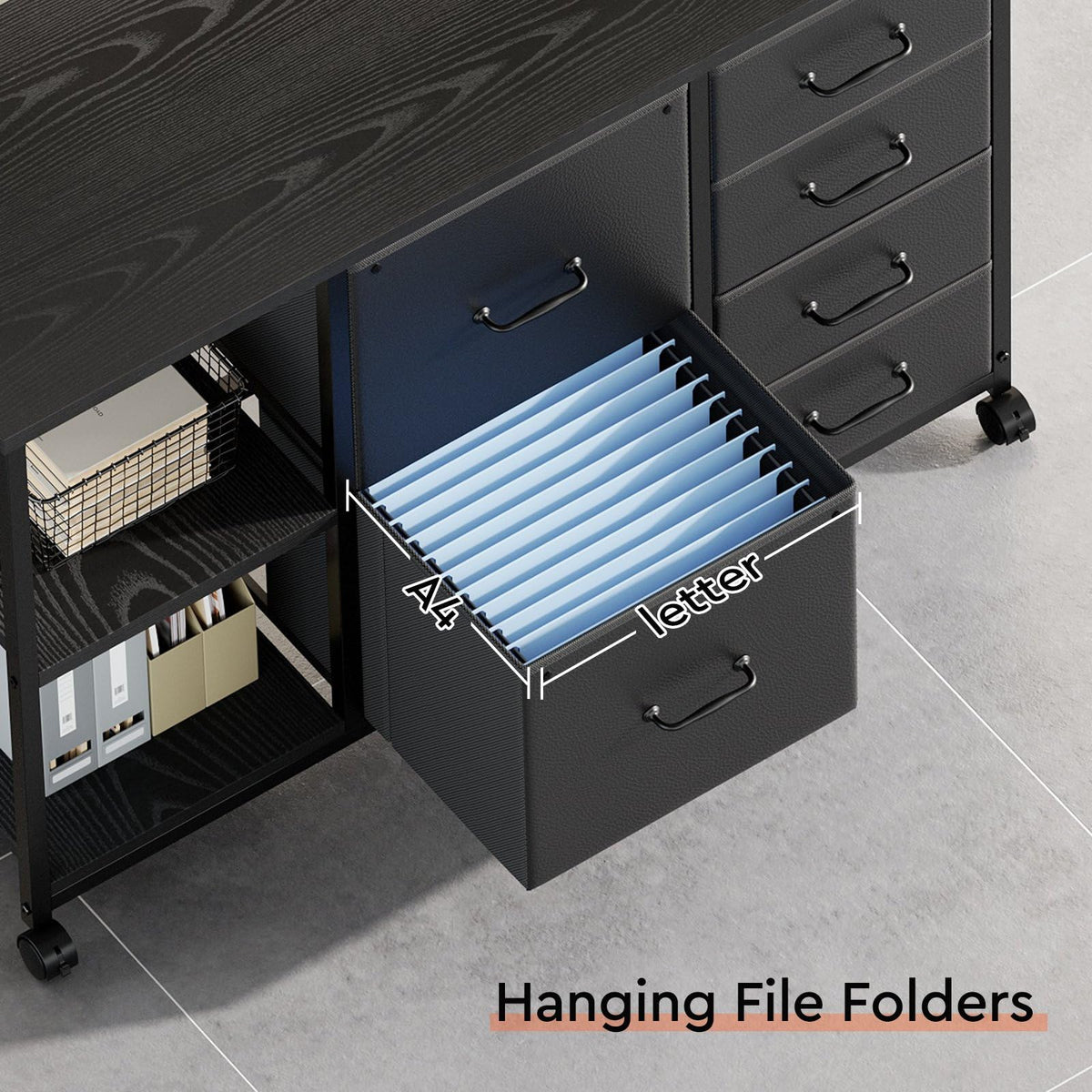 Maihail 6 Drawer File Cabinet with Charging Station and Open Storage Shelf