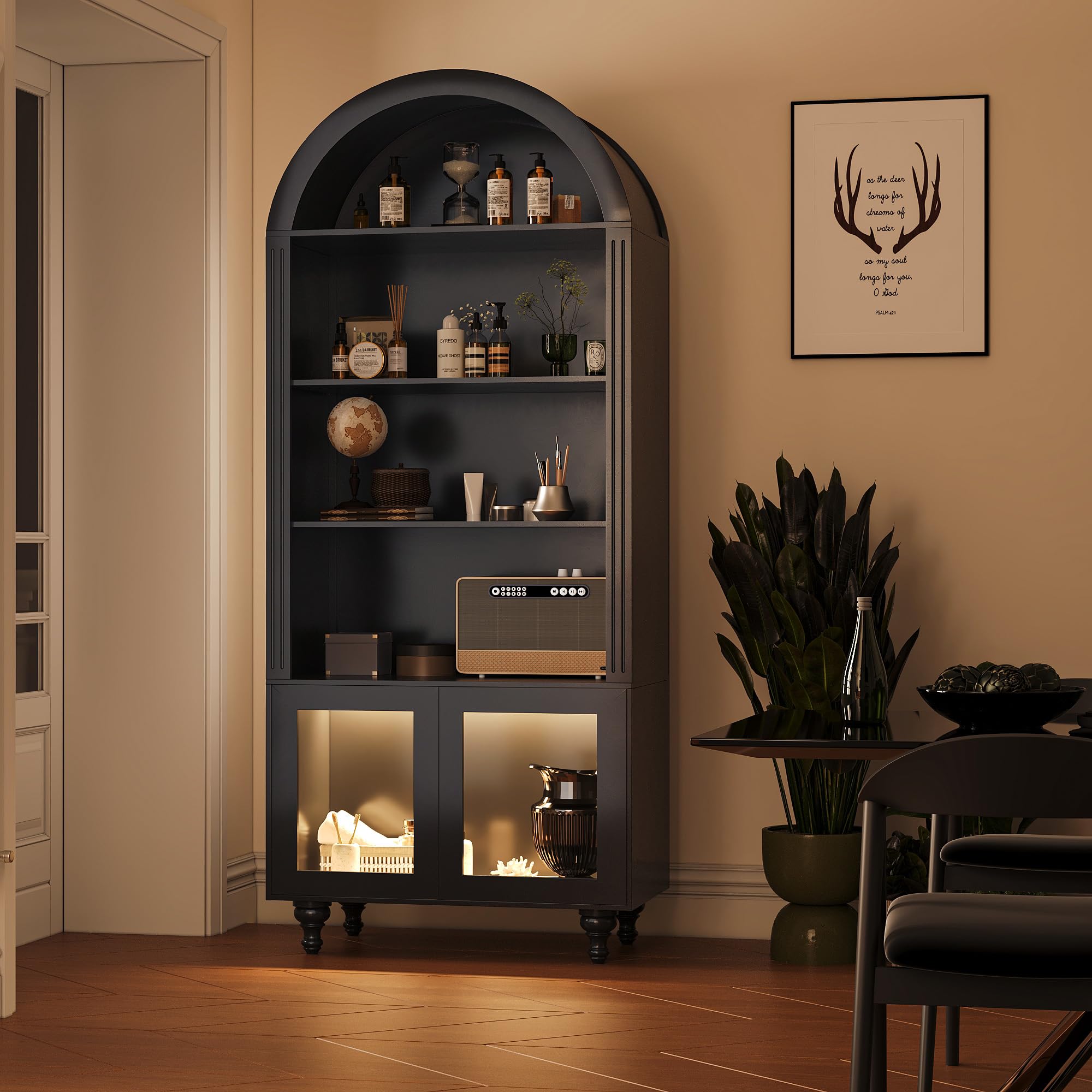 Glass Door Display Cabinet with LED Lights