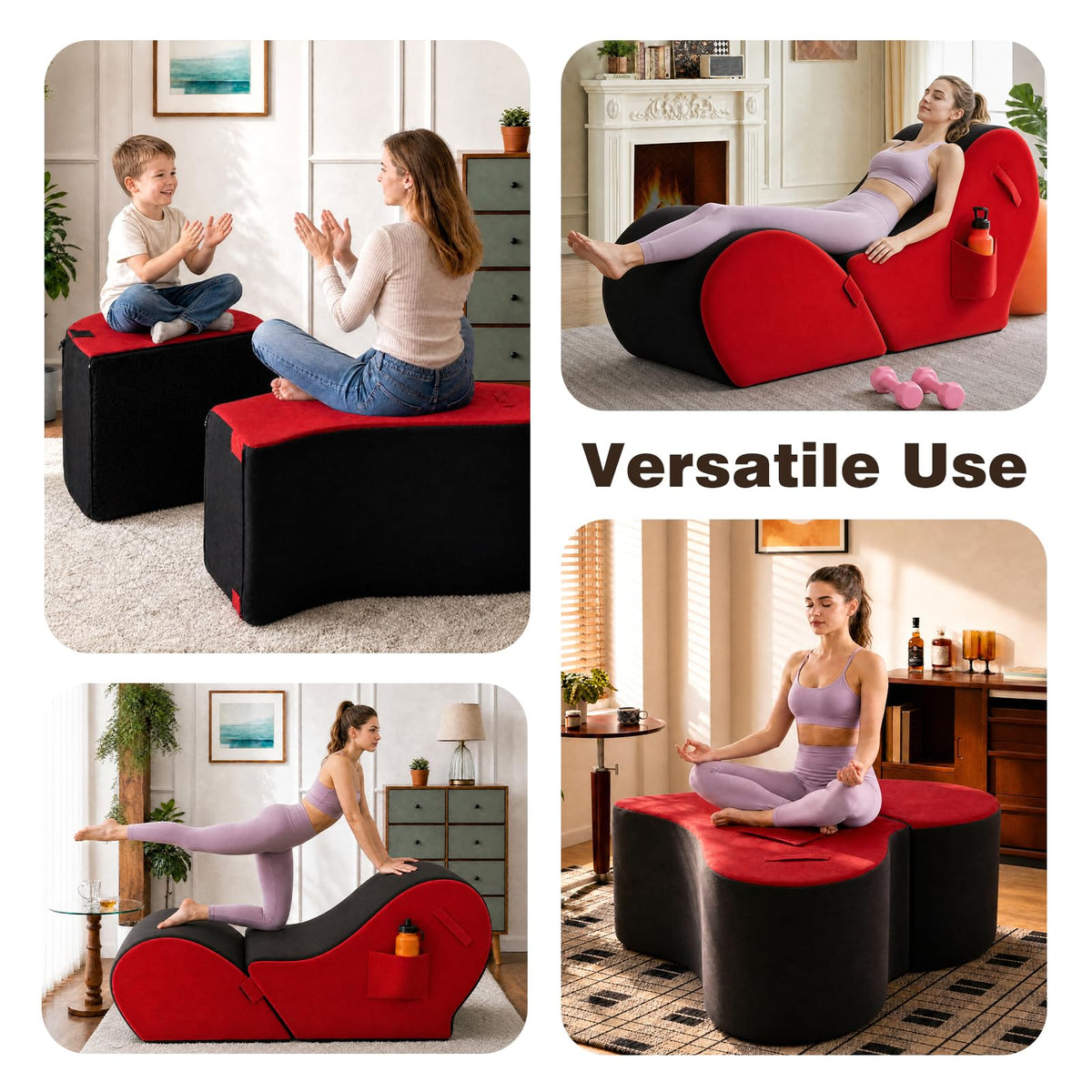 2-in-1 Convertible Yoga Chaise, Heart-Shaped Lounge Sofa for Stretching