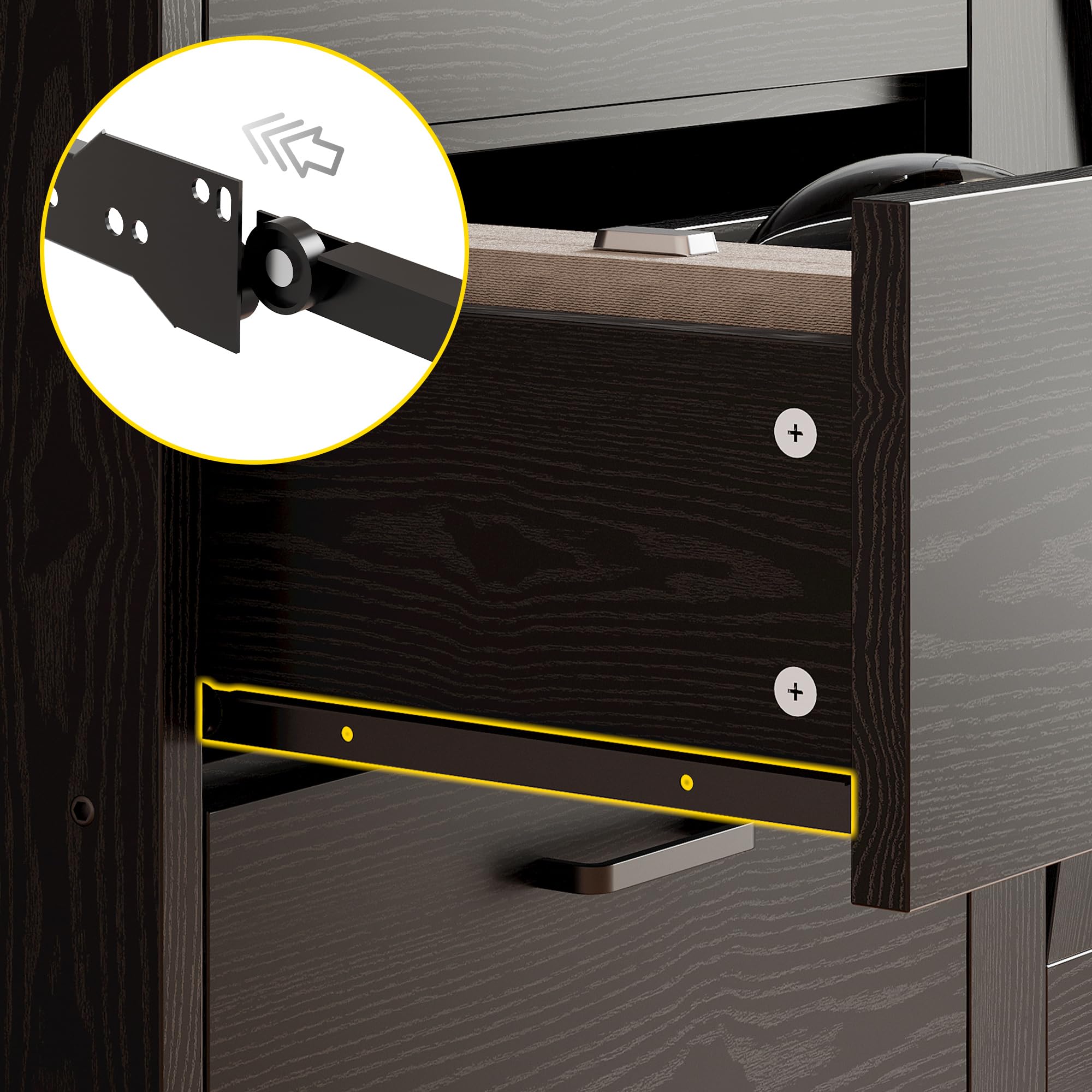 71" Bookshelf with Drawers, Doors & 3-Tier Shelves