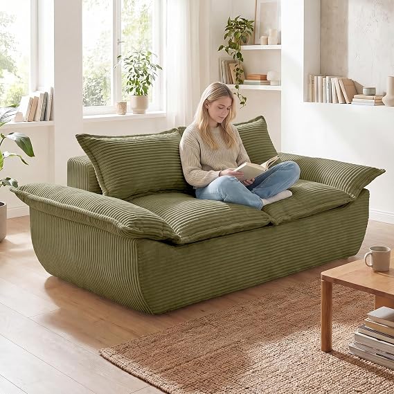 Corduroy Boneless Loveseat & 3-Seater Sofa