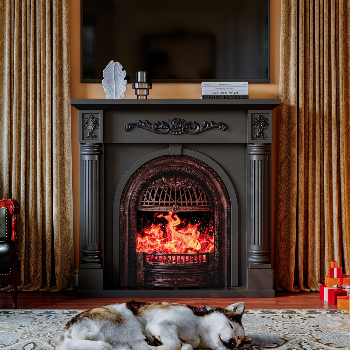 Roman Column Electric Fireplace