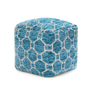 Anji Mountain Pouf Ottoman Foot Rest, Handmade Ottoman Pouf, Comfortable Foot Stool, Decorative Floor Seating for Living Room Decor, Bedroom & Home Décor Accent - Blue