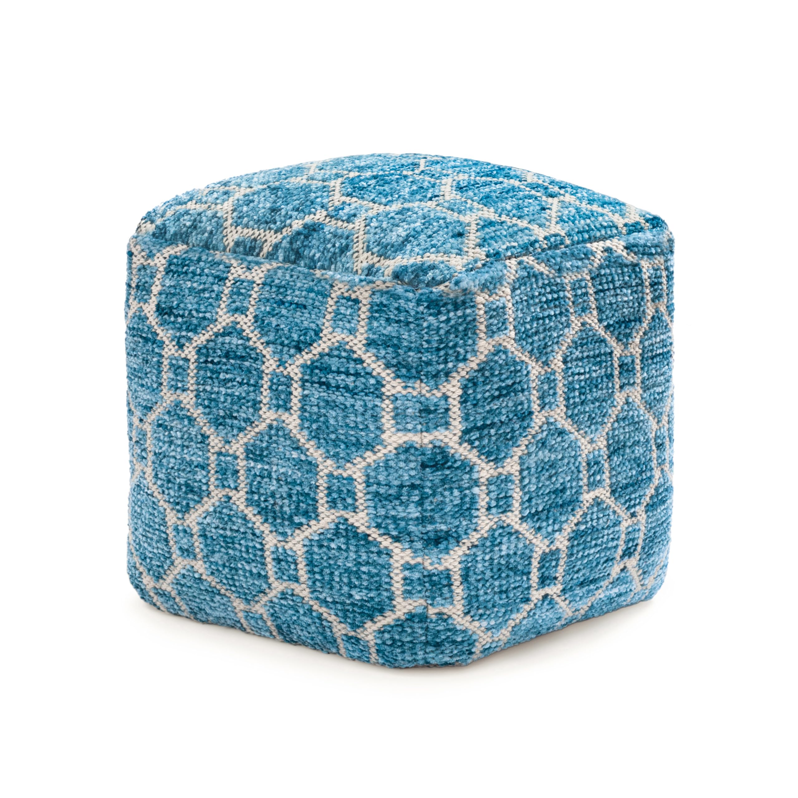 Anji Mountain Pouf Ottoman Foot Rest, Handmade Ottoman Pouf, Comfortable Foot Stool, Decorative Floor Seating for Living Room Decor, Bedroom & Home Décor Accent - Blue