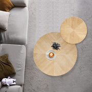 Round Farmhouse Coffee Table Set with Rattan, 2-Pack