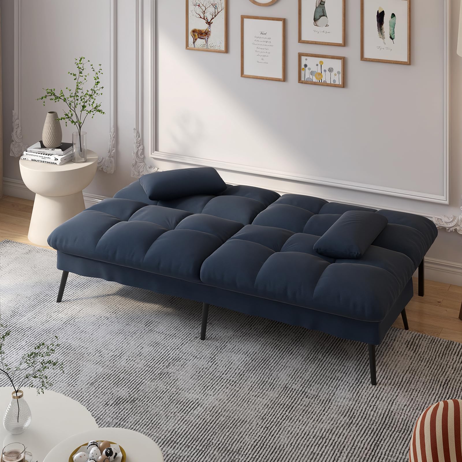 Convertible Futon Sofa Bed with Adjustable Backrest