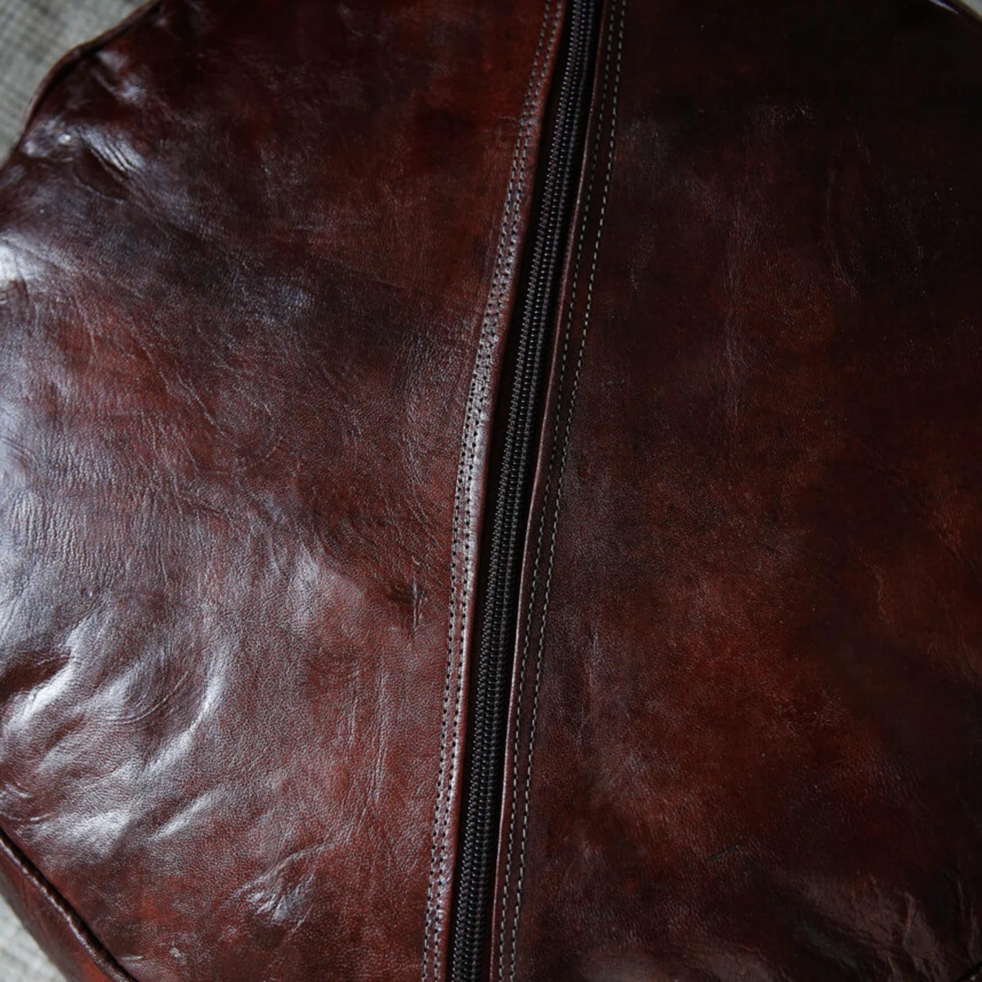 Moroccan Leather Pouf Ottoman