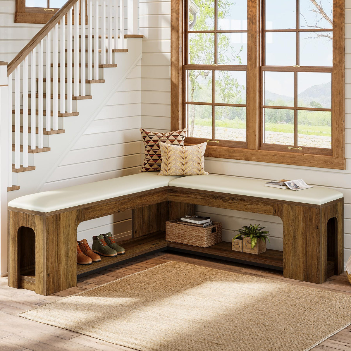 L-Shaped Corner Storage Bench