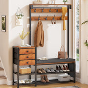 5-in-1 Hall Tree with Bench & Shoe Storage