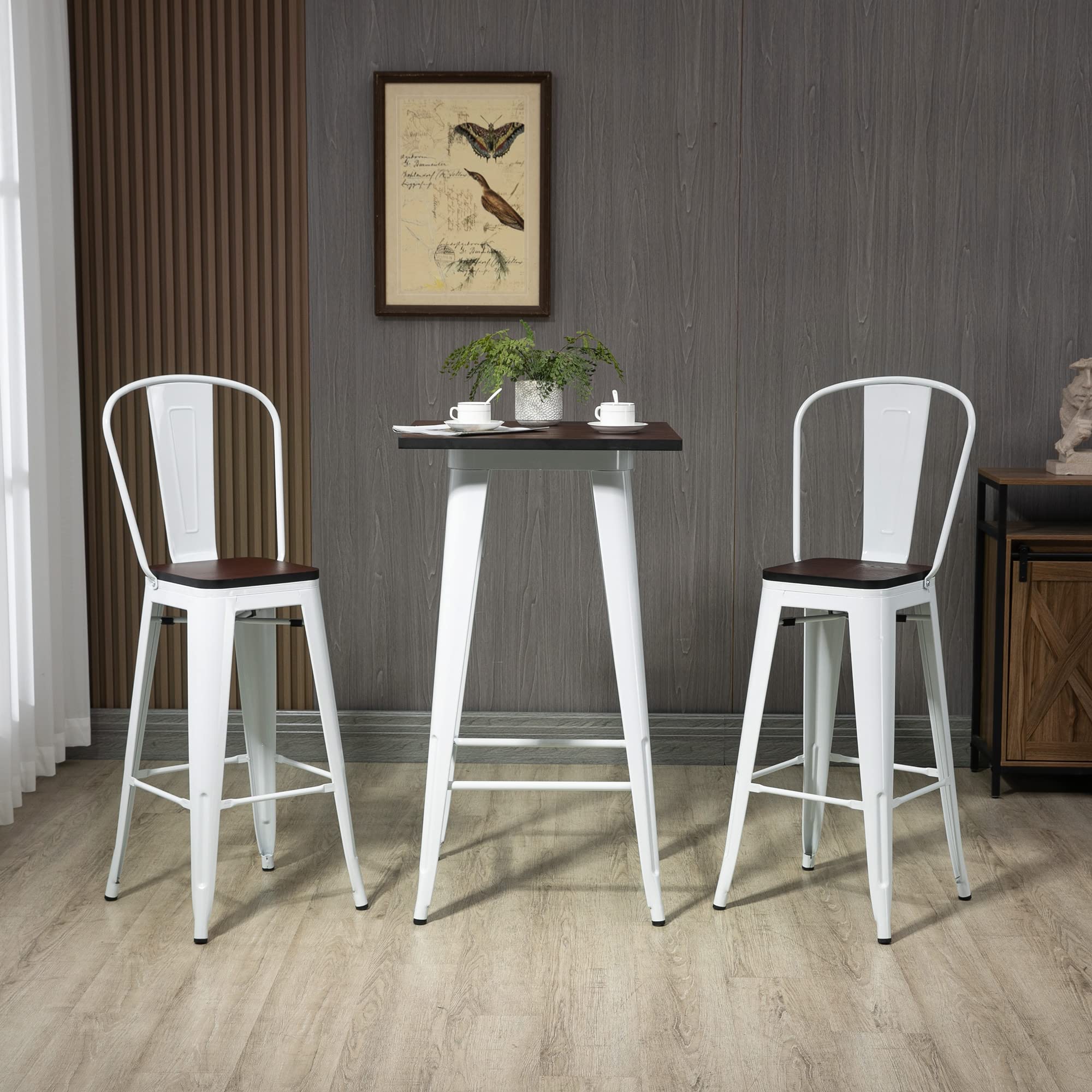 3-Piece Bar Height Dining Table Set with Footrests