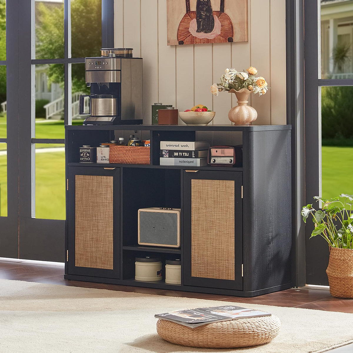 Rattan Wine Bar Cabinet