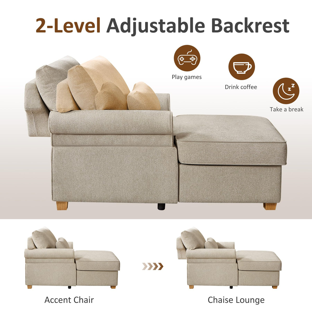 Chenille Storage Chaise Lounge