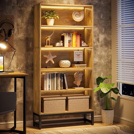 70.87-Inch Tall 5-Tier Bookshelf with Back Panel & Anti-Tip Kit