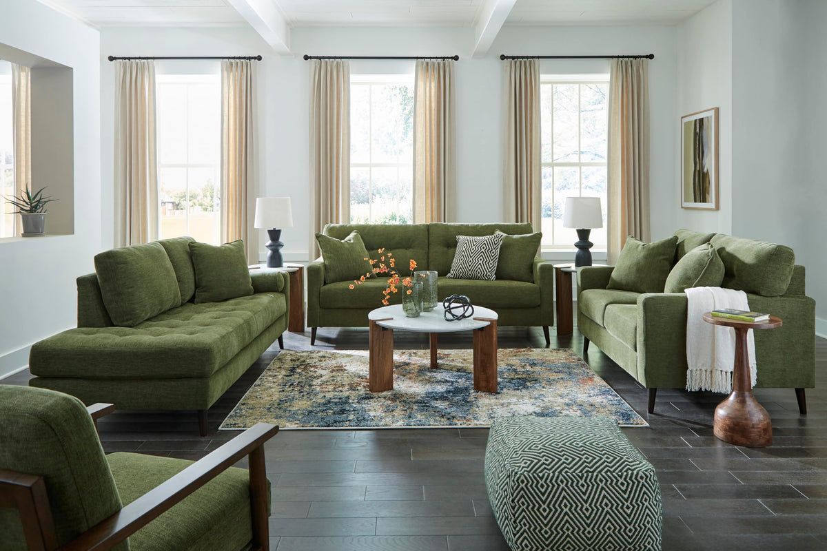 Signature Design by Ashley Bixler Mid-Century Modern Tufted Right-arm Facing Corner Chaise Lounge, Green