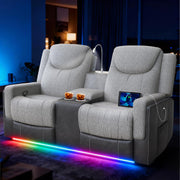Manual Recliner Loveseat with Console, Cup Holders & USB Ports