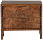 SAFAVIEH Couture - Francene Nightstand - Walnut Burl Poplar Veneer with 2 Drawers - Fully Assembled for Bedroom & Guest Room, 30" W x 17" D x 26.5" H (SFV2228A)