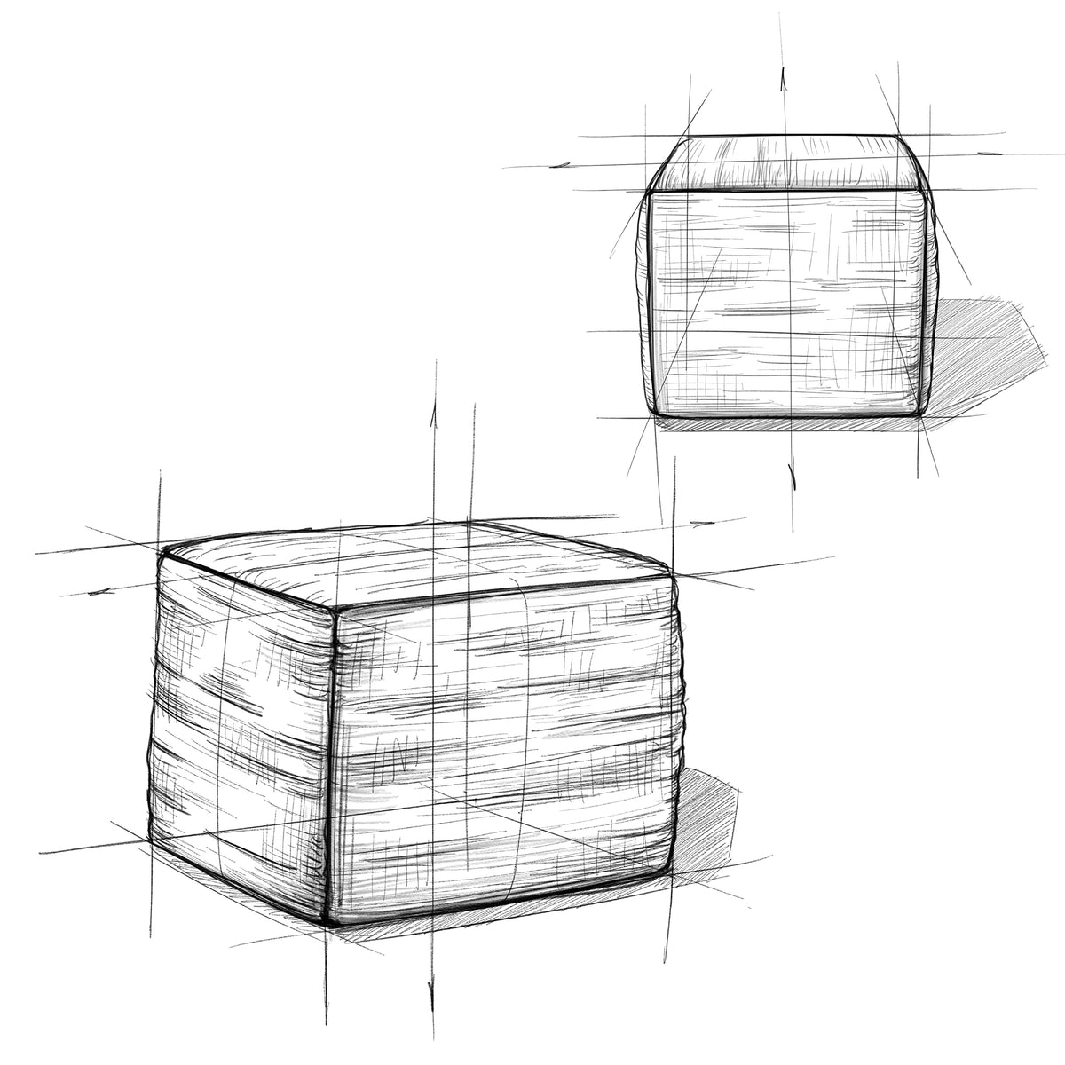 Square Leather Pouf