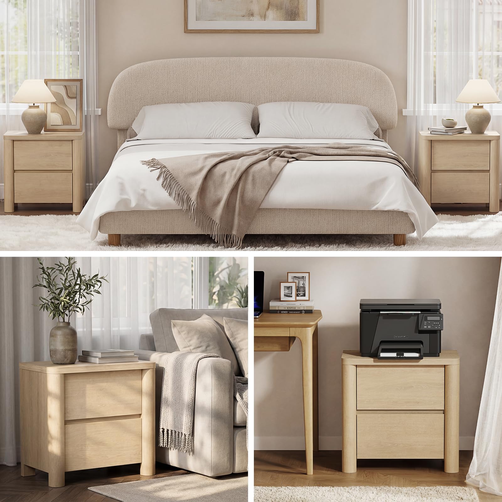 Nightstand Set of 2 with Drawers