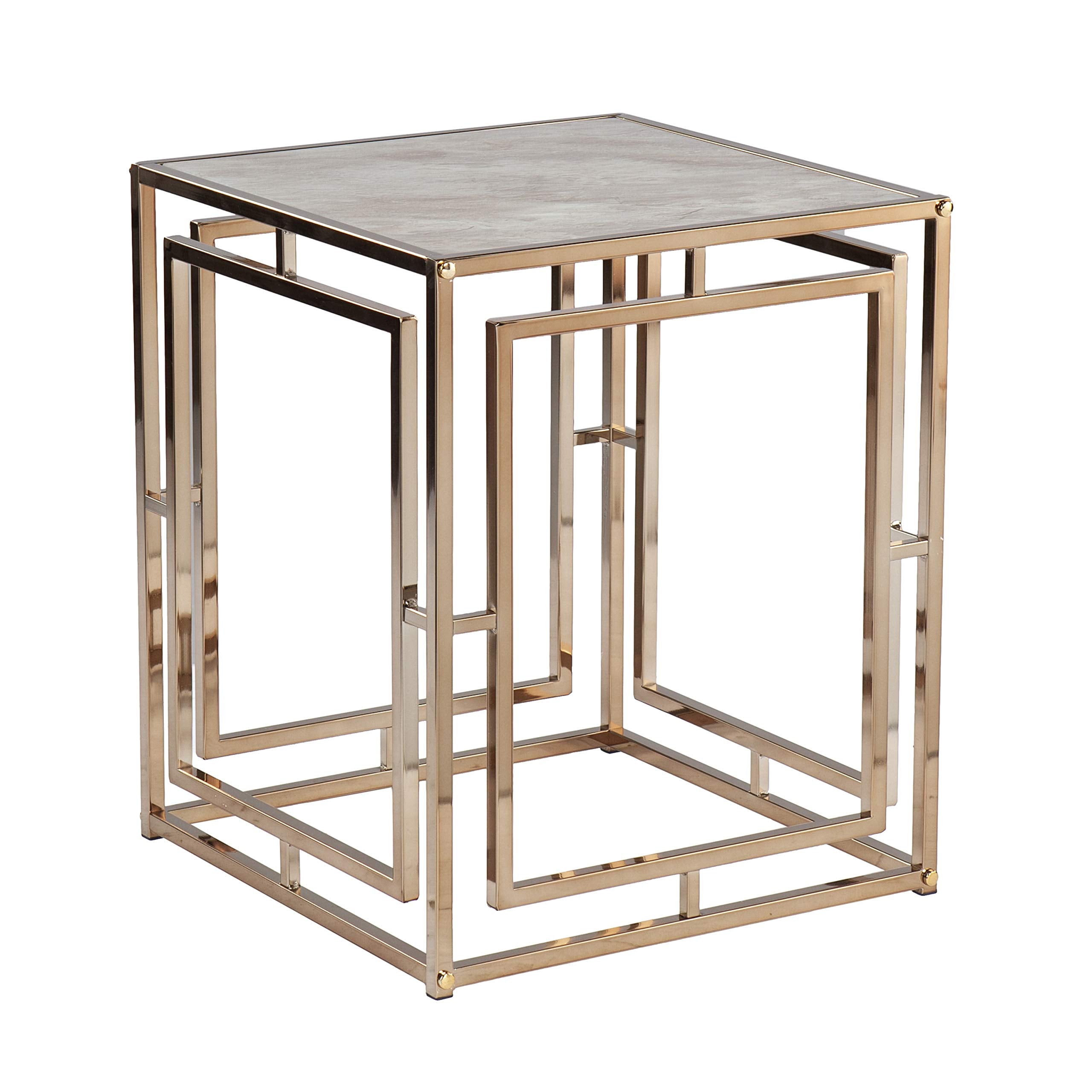 Faux Marble Square End Table
