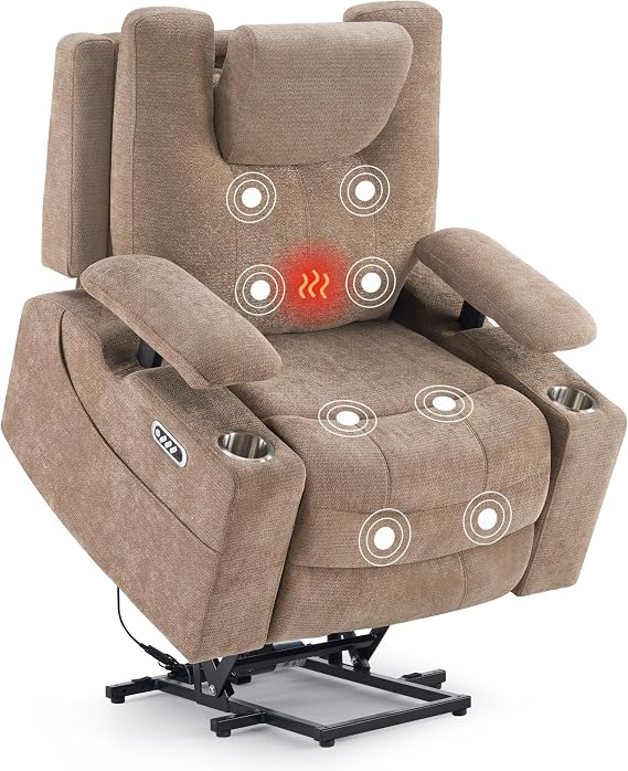 4-Motor Power Lift Recliner Chair with Massage & Heat