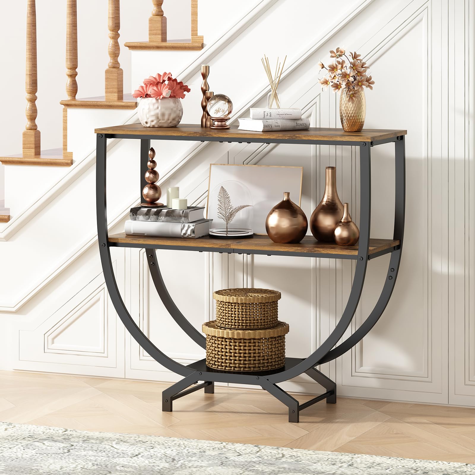 3-Tier Industrial Console Table