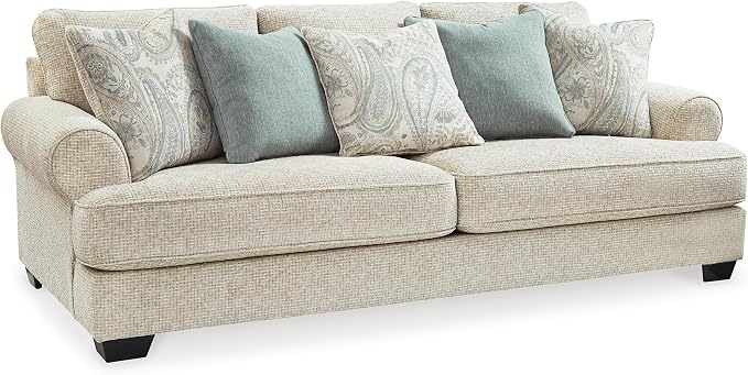 Beige Chenille Ottoman