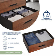 Modern 6-Drawer Dresser with Spacious Storage, Sturdy Wood Frame, Large Capacity Fabric Drawers, Dressers for Bedroom, Home Organization Storage for Living Room or Hallway, Walnut