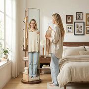 Full-Length Mirror with Coat Rack & Shelf