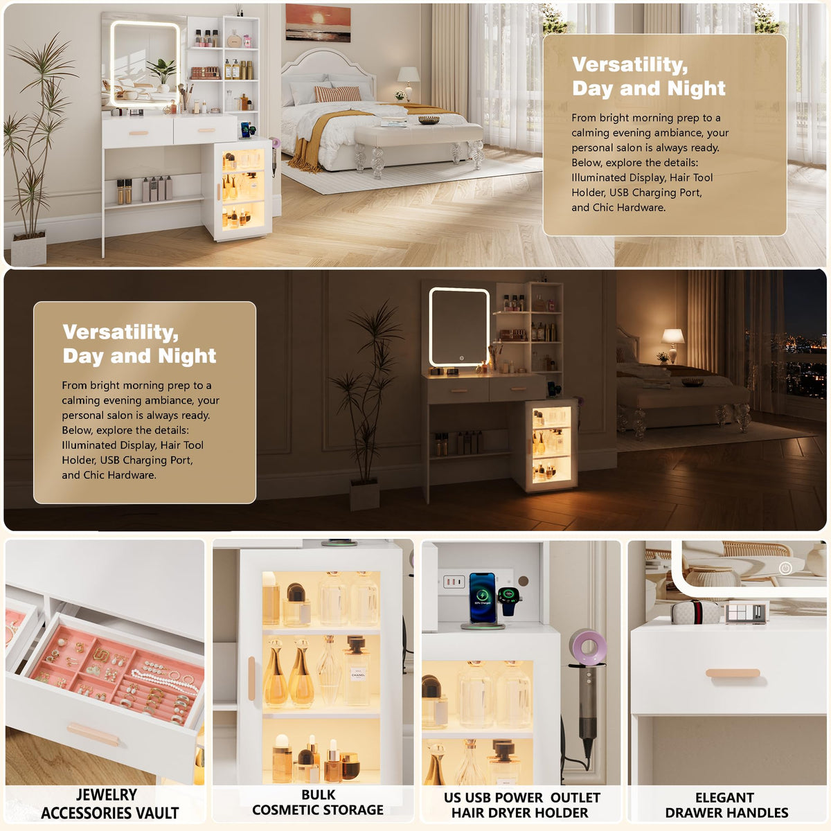 White LED Makeup Vanity Set