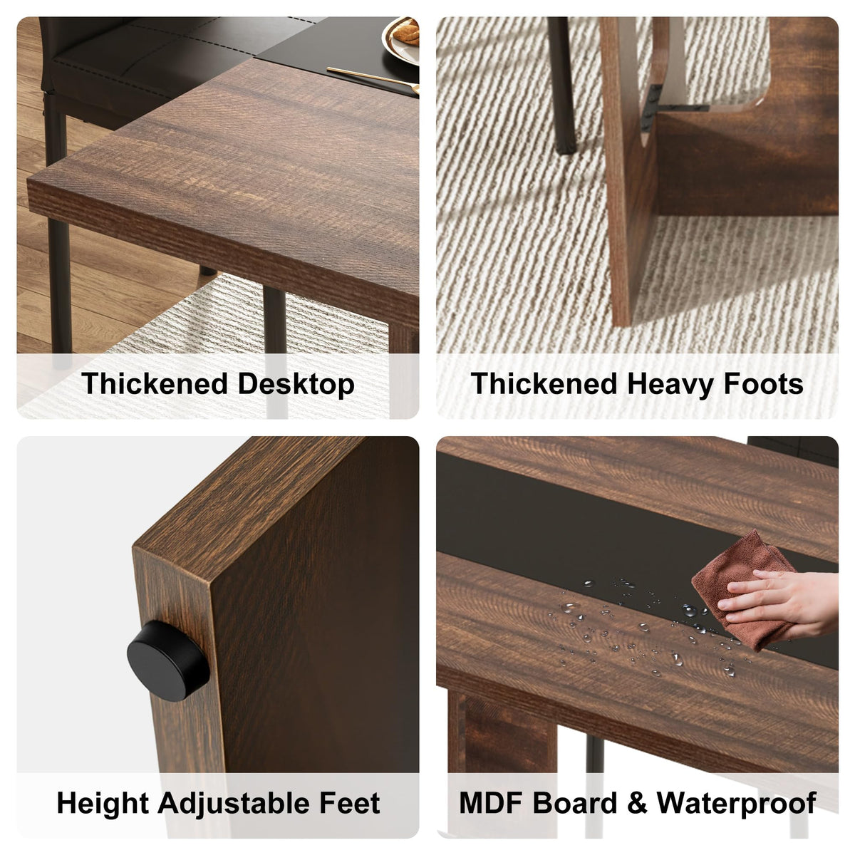 St.Mandyu 7 Pieces Dining Table & Chairs Set for 4-8 People, 71 Inch Kitchen Table with 6 Chairs, Rectangle Dining Table with Wooden Legs for Dining Room, Living Room, Brown