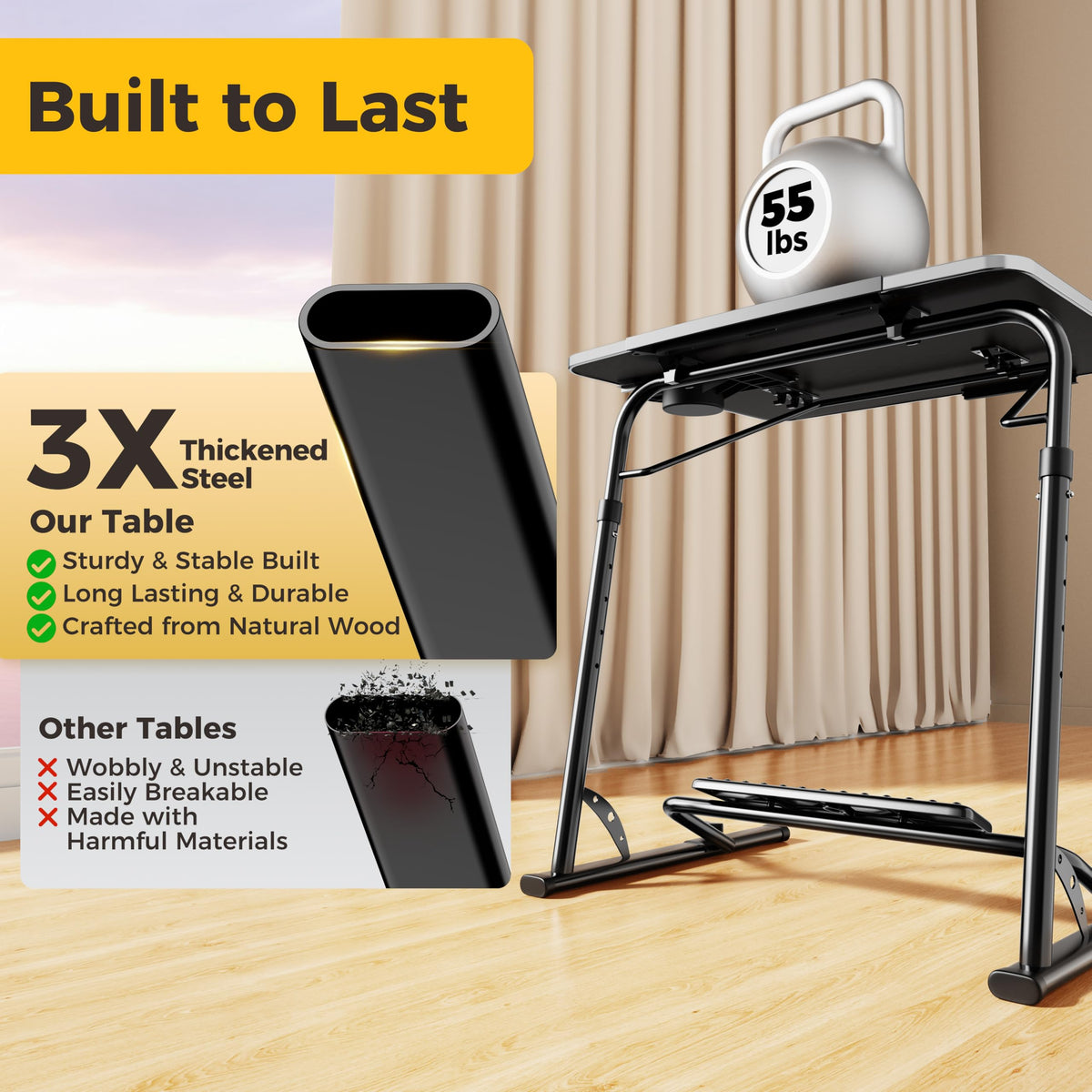 Adjustable Folding TV Tray Table