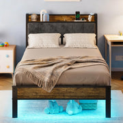 ALBERTO Twin Size Bed Frame with USB Charging Station and Smart LED Lights