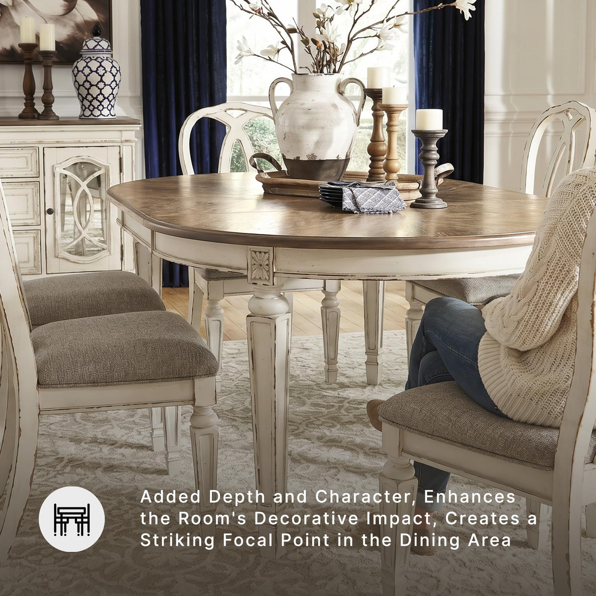 Round-to-Oval Extendable Dining Table