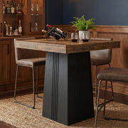 Square Bar Pub Table with Fluted Hollow Base