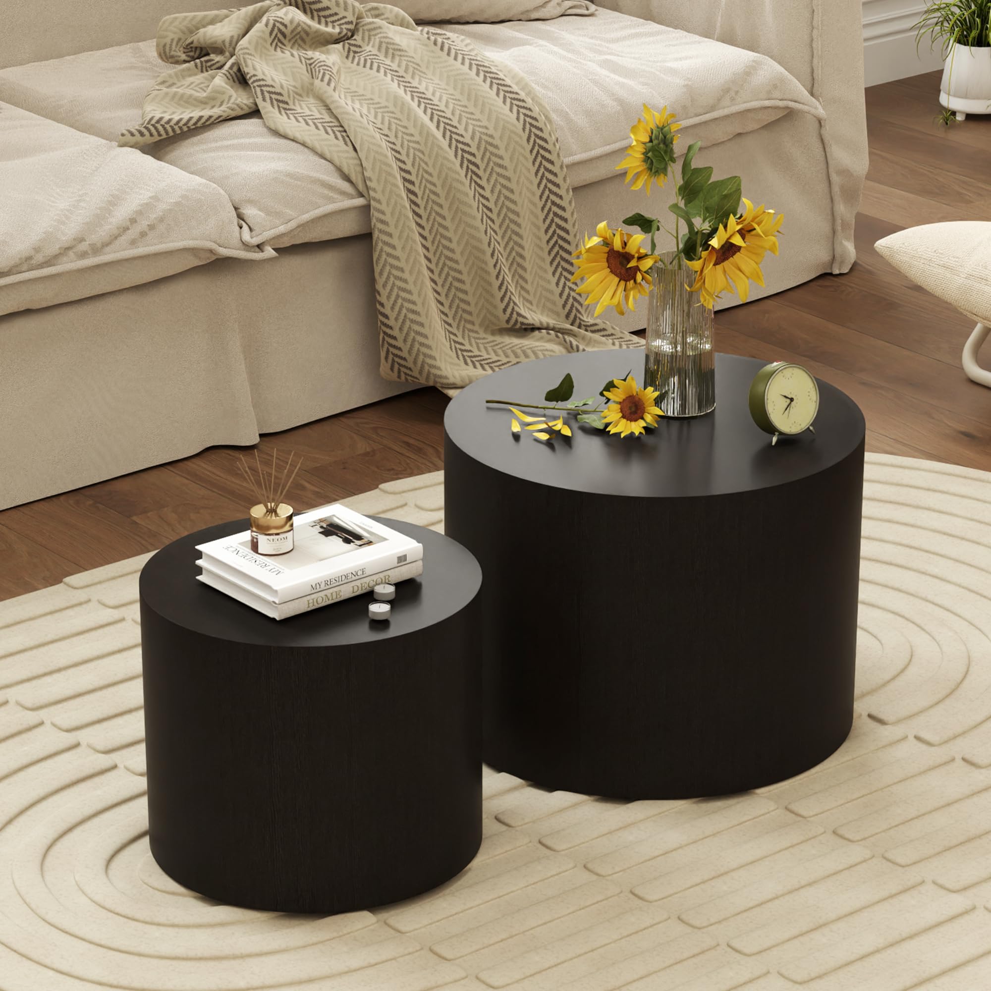 Round Nesting Coffee Table Set of 2